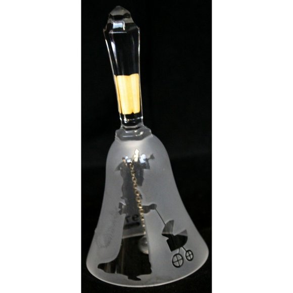 Vtg 1978 Glen Jones Glass Crystal Bell Engraved Clear Profile Lady Mother w/Pram - Picture 2 of 10